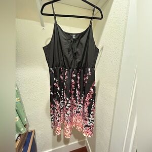 SHEIN Curve Elegant Black Lace-Up Cami Dress